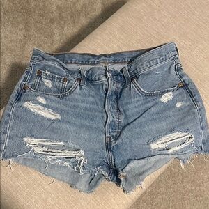 Levi's Light Blue Distressed Jean Shorts